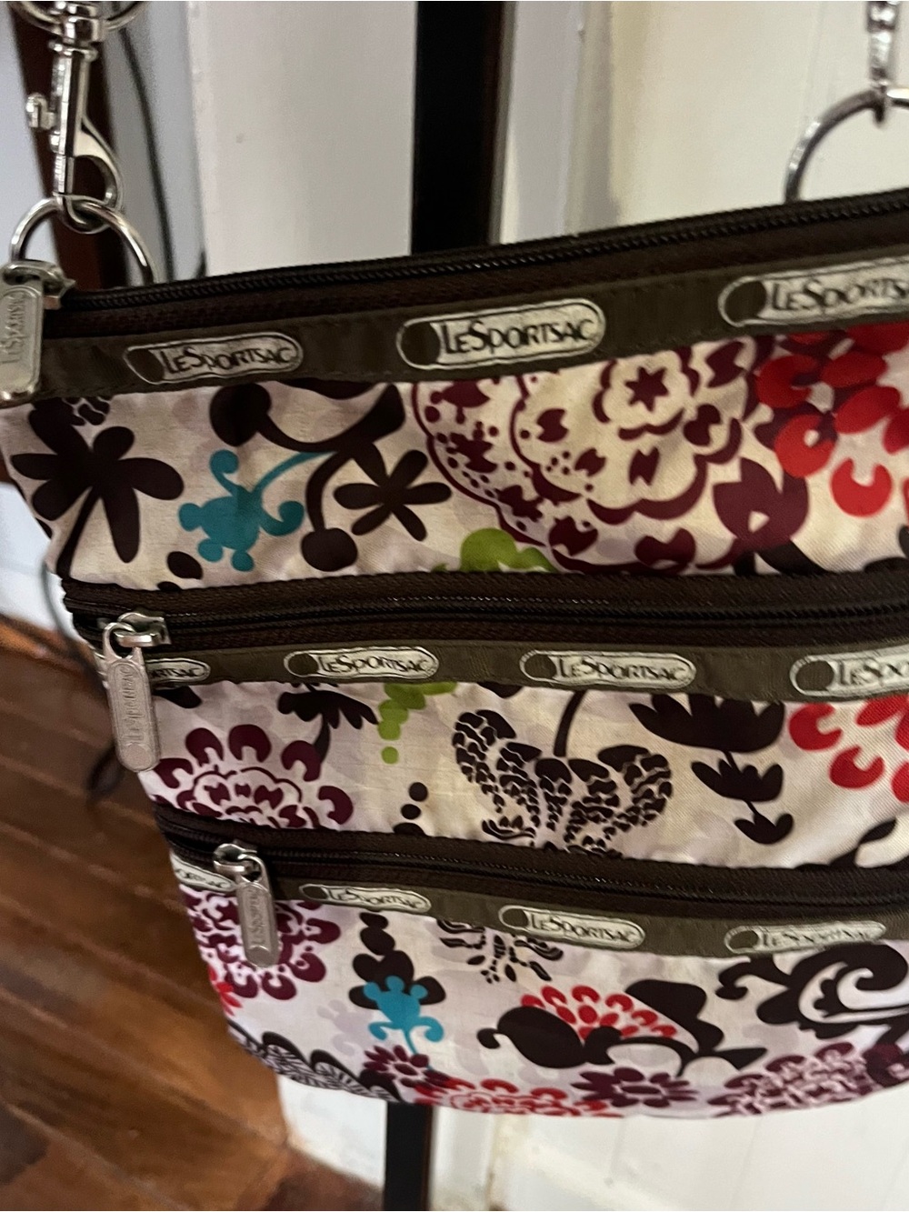 Lesportsac Floral Crossbody Bag in White, Brown, Red, Teal, Green